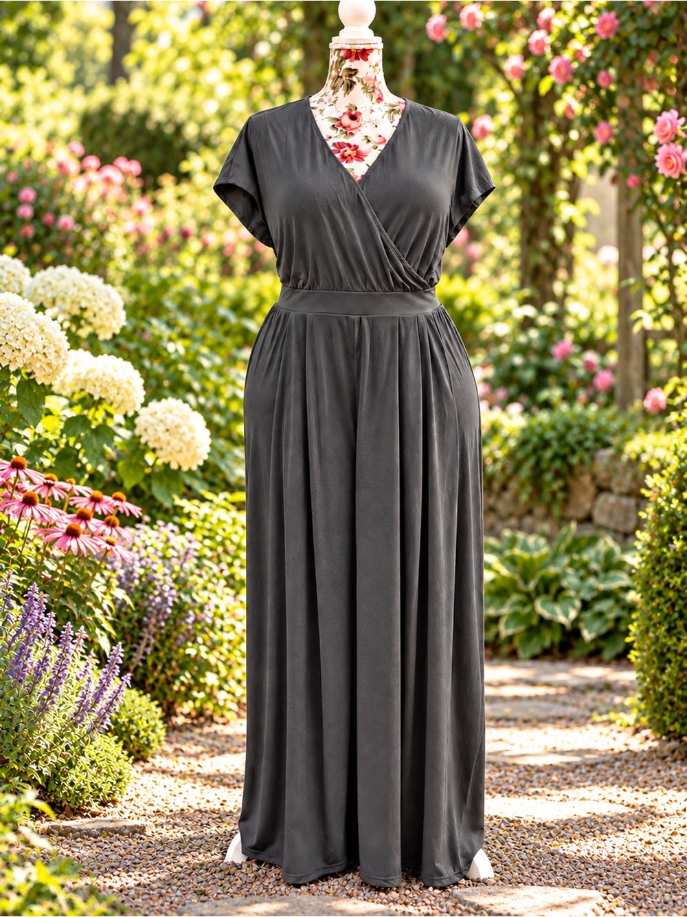 Halara 2X V-Neck Wide-Leg Waffle Jumpsuit with Pockets NWOT